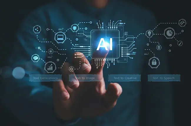 Médico sosteniendo una tableta con gráficos digitales de inteligencia artificial médica, simbolizando el aumento de productividad con más de 100 algoritmos de IA avalados por FDA y CE integrados en Aquila+ de IMEXHS.